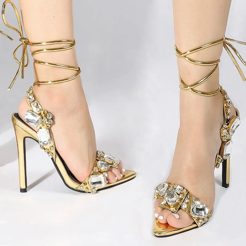 TEEK - Crystal Bite Pointed Sandals