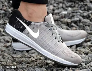 Ultra Lite Grey Black Flyknit Sports Shoes For Men