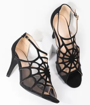 Unique Vintage Black Spider Web Charlotte Heels