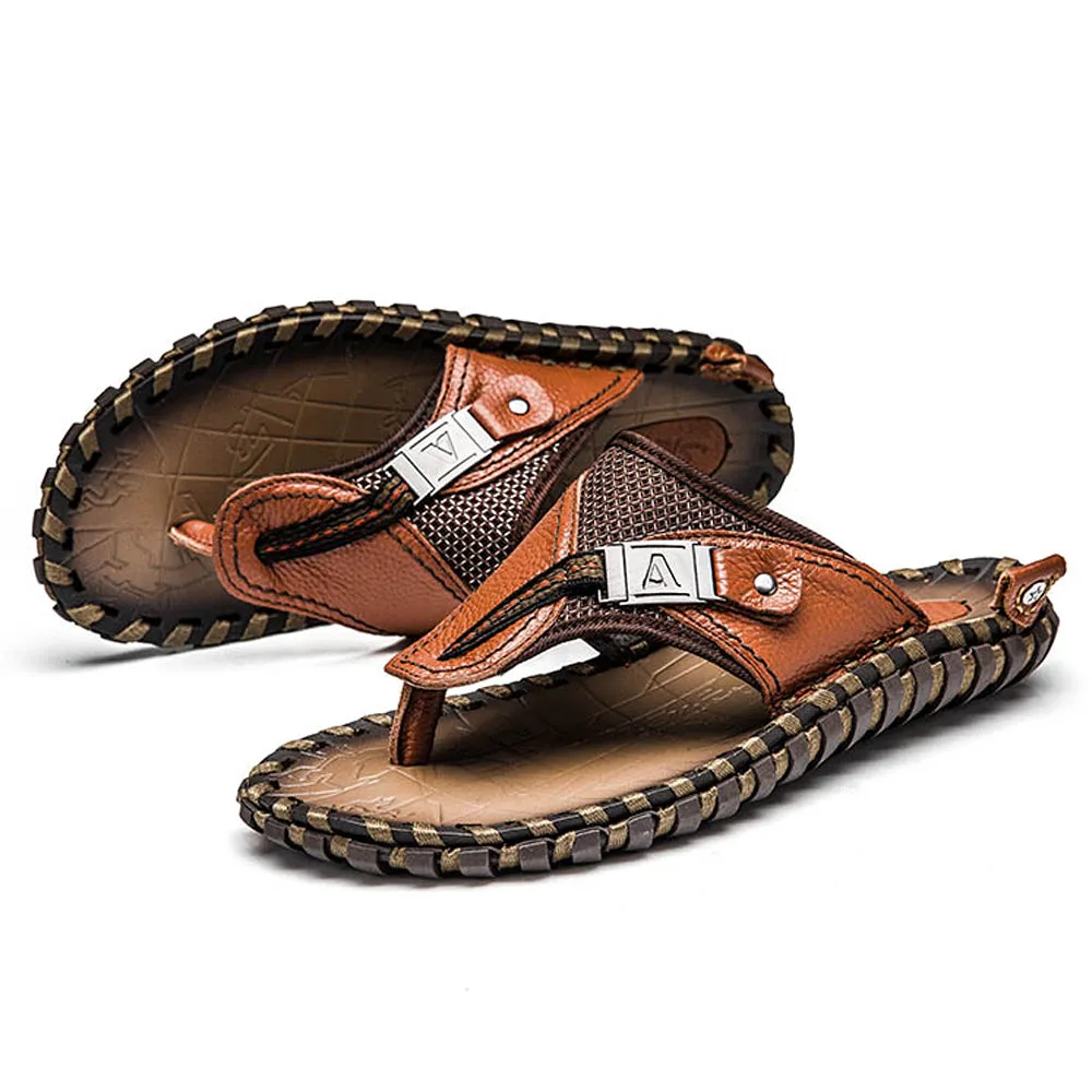 VRYHEID   Men's Genuine Leather Designer Beach Summer Casual Sandals