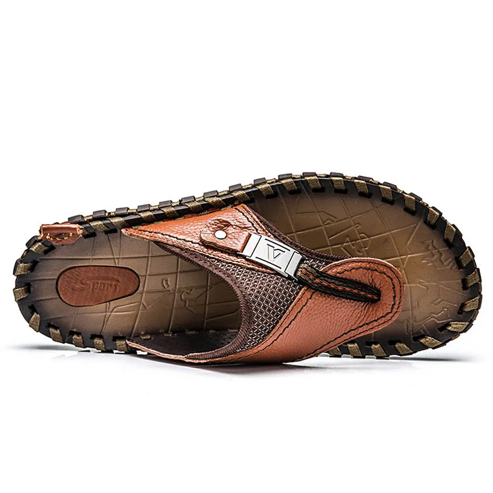 VRYHEID   Men's Genuine Leather Designer Beach Summer Casual Sandals