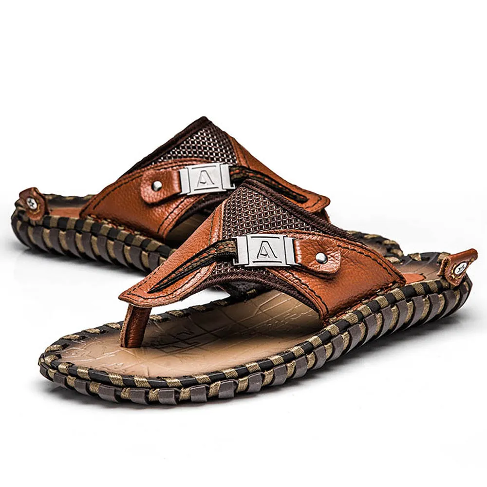 VRYHEID   Men's Genuine Leather Designer Beach Summer Casual Sandals