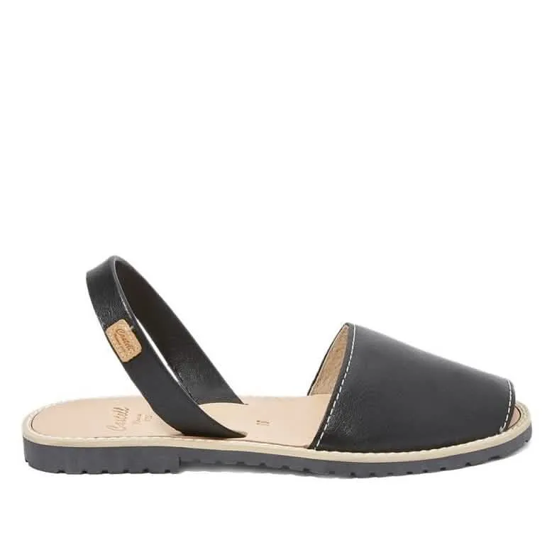 Women Plain Open Toe Menorcan Sandal In Leather - Madona 1056 Tuscany