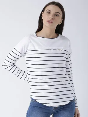 Women Round Neck White T-shirt