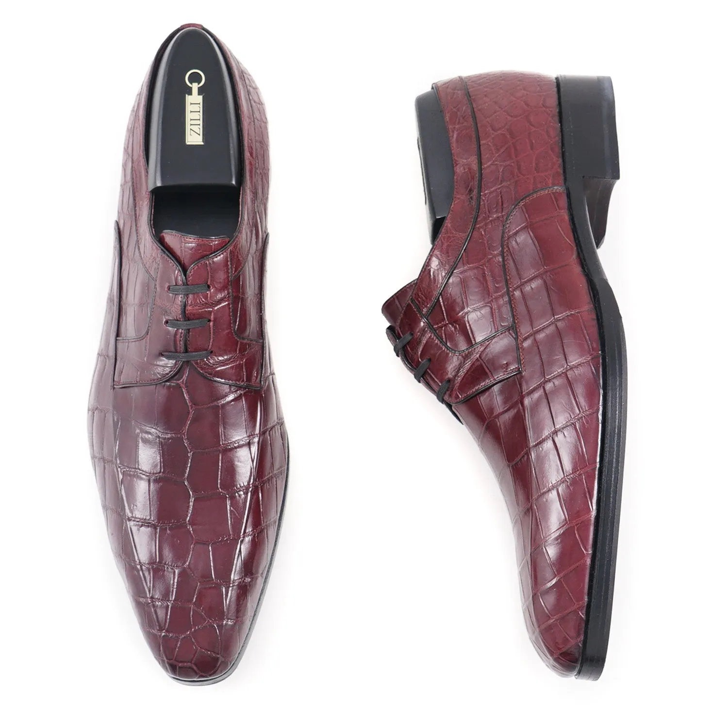 Zilli Burgundy Full Crocodile Derby